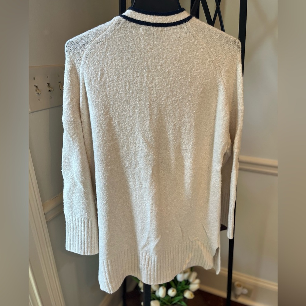 J. Crew Cream Open-Front Cardigan with Black Trim - Picture 5 of 5